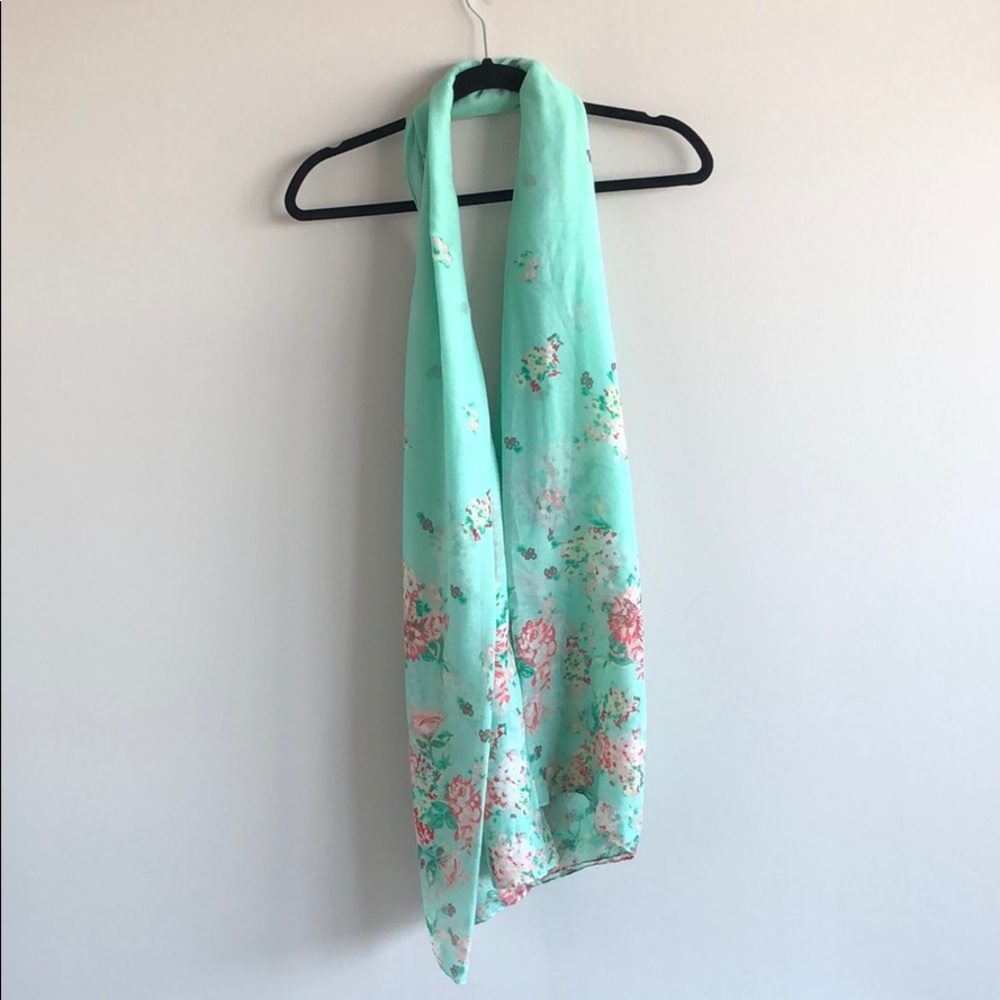 Teal floral scarf